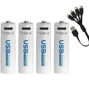 AiVR USB-C Rechargeable Batteries 4pcs AAA - 1700 mAH Type C